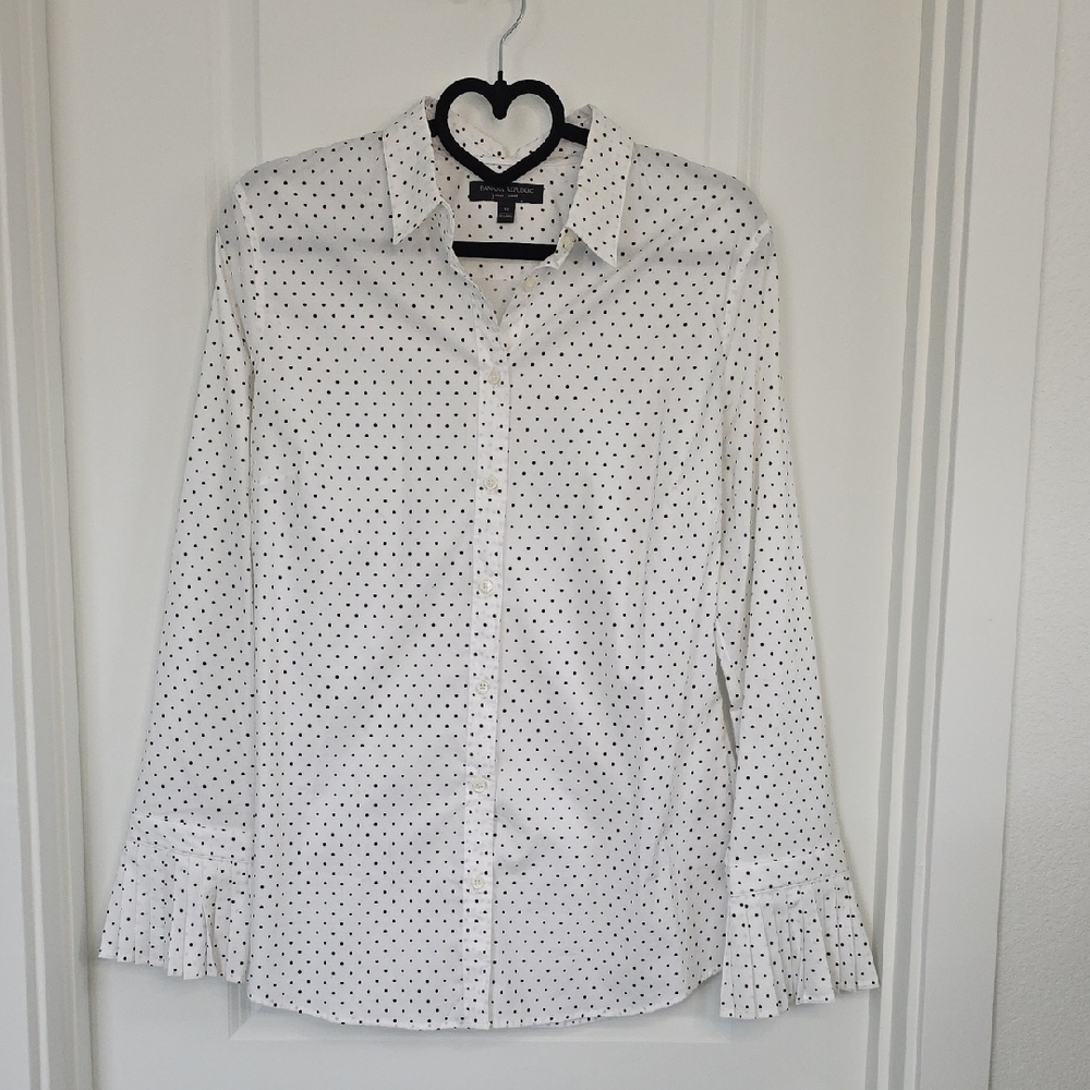 Banana Republic White Shirt with Black Dots
